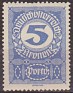 Austria - 1920 - Numeros - 5 - Azul - Número - Scott J89 - 0
